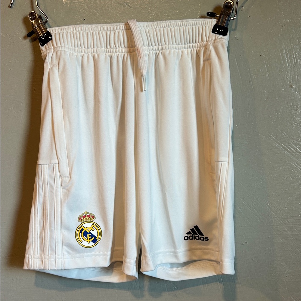 adidas Real Madrid  Kids White Sports Shorts Soccer